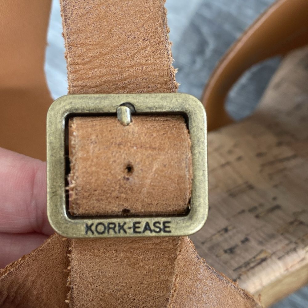 Kork-Ease Tan Leather Platform Sandals Sz 10 Straps Boho Coastal Beach Vacation - Picture 9 of 12